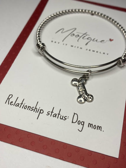 Relationship Status - Dog Mom - Dog Bone Charm Bracelet