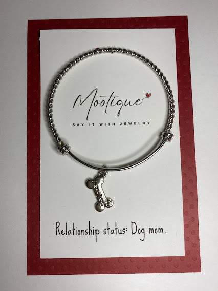 Relationship Status - Dog Mom - Dog Bone Charm Bracelet